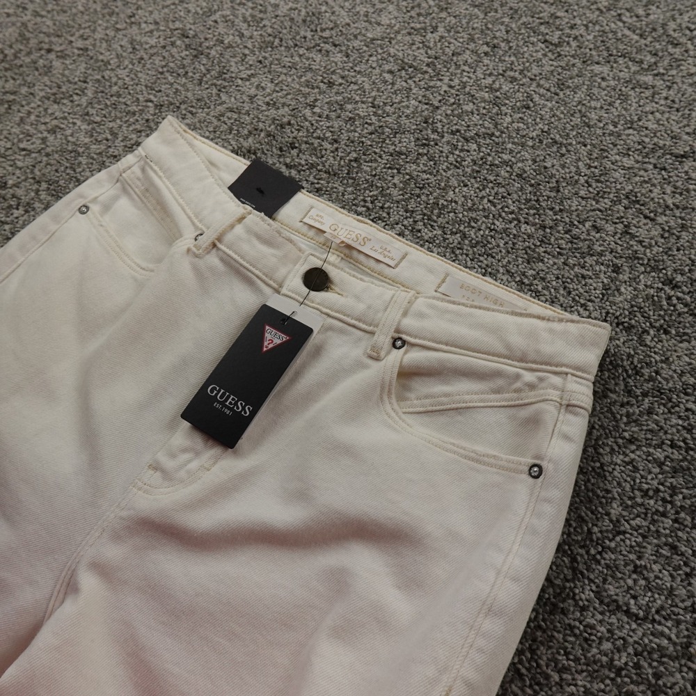 NEW Guess Jeans Womens 29 White Denim Pants High Rise Boot Flare Boho Stretch